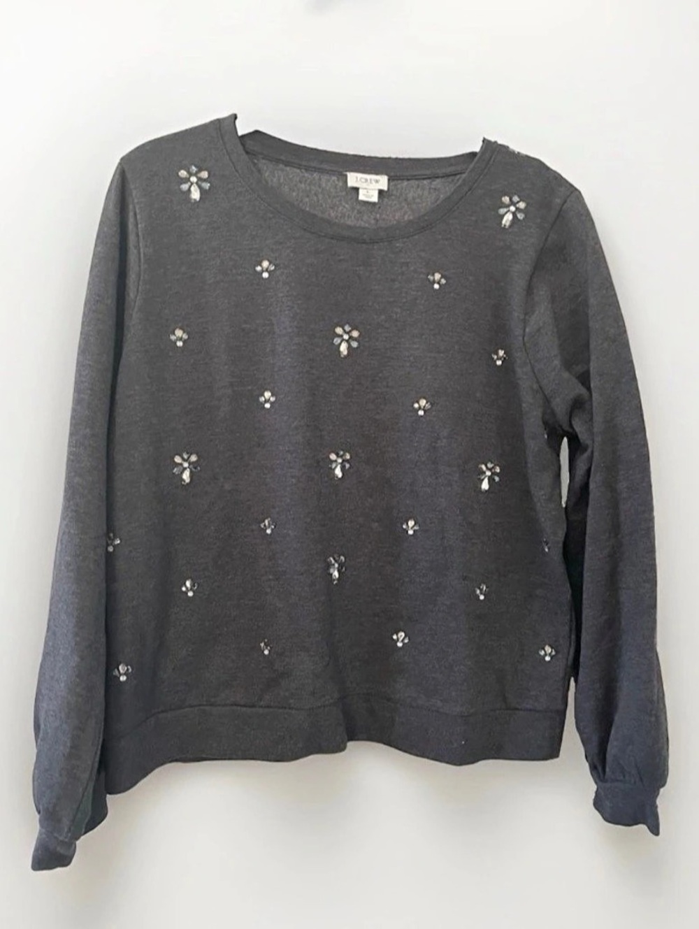 J.Crew embellished jeweled Sweatshirt in Gray Size Large